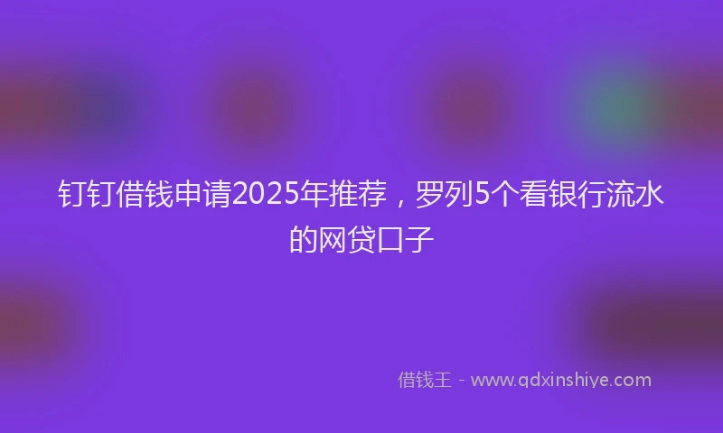 钉钉借钱申请2025年推荐，罗列5个看银行流水的网贷口子