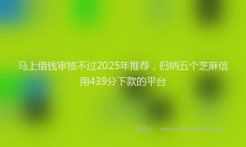 马上借钱审核不过2025年推荐，归纳五个芝麻信用439分下款的平台