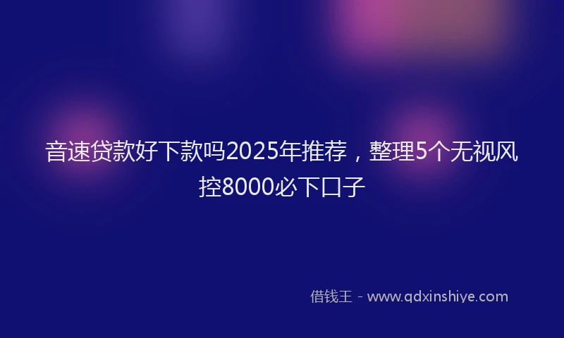 音速贷款好下款吗2025年推荐，整理5个无视风控8000必下口子