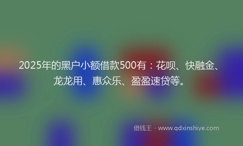2025年的黑户小额借款500有：花呗、快融金、龙龙用、惠众乐、盈盈速贷等。