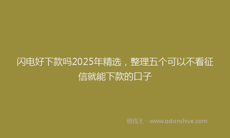 闪电好下款吗2025年精选，整理五个可以不看征信就能下款的口子
