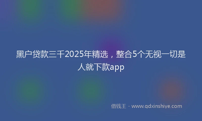 黑户贷款三千2025年精选，整合5个无视一切是人就下款app