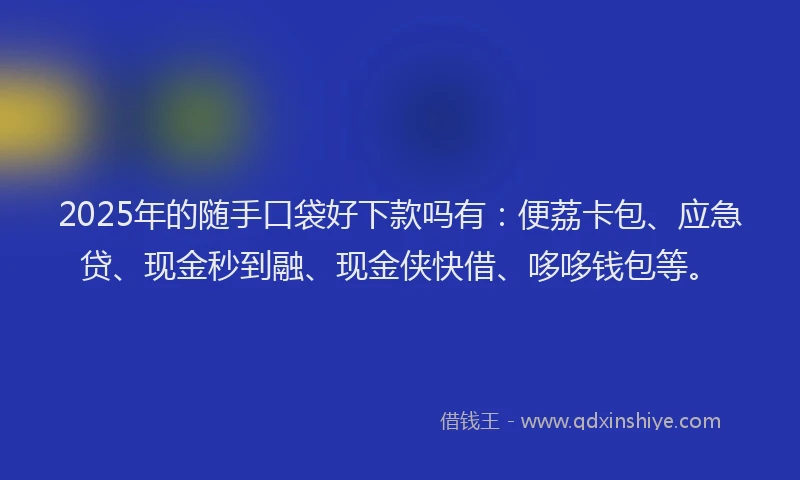 2025年的随手口袋好下款吗有：便荔卡包、应急贷、现金秒到融、现金侠快借、哆哆钱包等。
