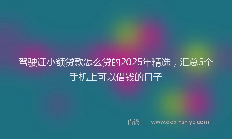 驾驶证小额贷款怎么贷的2025年精选，汇总5个手机上可以借钱的口子