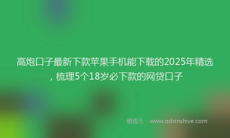 高炮口子最新下款苹果手机能下载的2025年精选，梳理5个18岁必下款的网贷口子