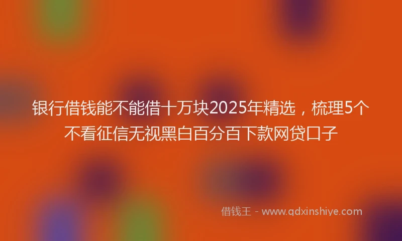 银行借钱能不能借十万块2025年精选，梳理5个不看征信无视黑白百分百下款网贷口子