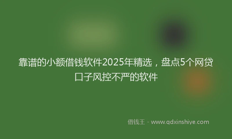 靠谱的小额借钱软件2025年精选，盘点5个网贷口子风控不严的软件