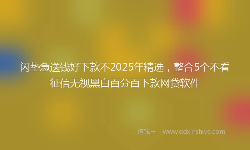 闪垫急送钱好下款不2025年精选，整合5个不看征信无视黑白百分百下款网贷软件