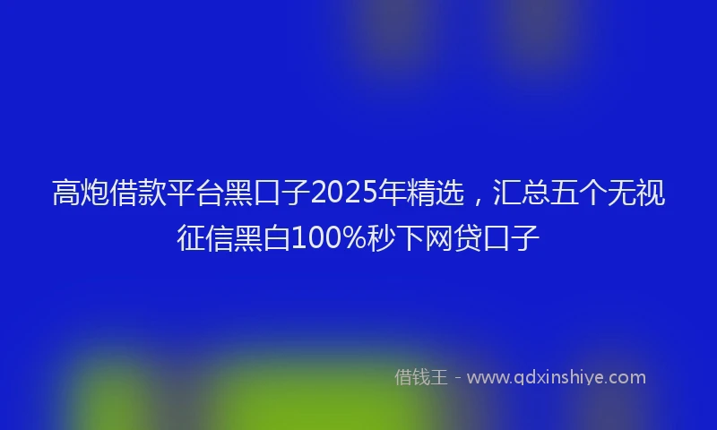 高炮借款平台黑口子2025年精选，汇总五个无视征信黑白100%秒下网贷口子