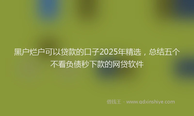 黑户烂户可以贷款的口子2025年精选，总结五个不看负债秒下款的网贷软件