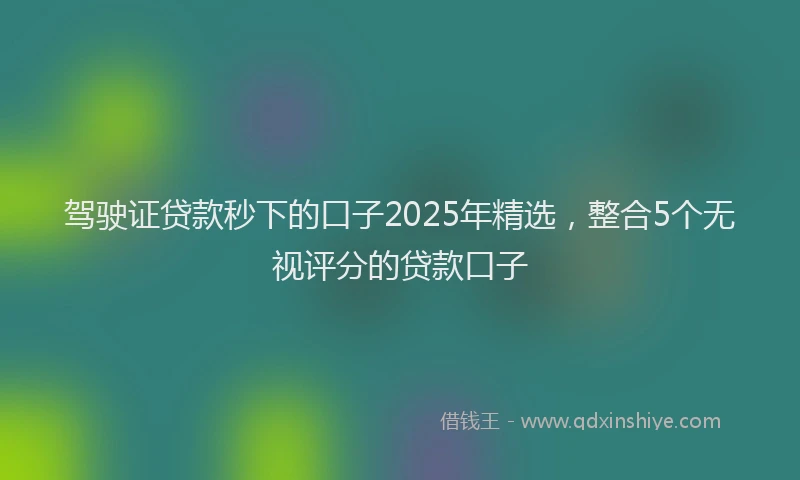 驾驶证贷款秒下的口子2025年精选，整合5个无视评分的贷款口子