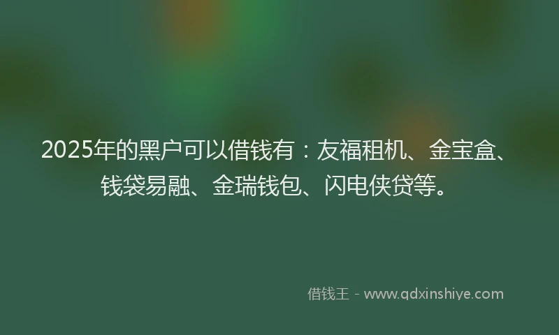 2025年的黑户可以借钱有：友福租机、金宝盒、钱袋易融、金瑞钱包、闪电侠贷等。