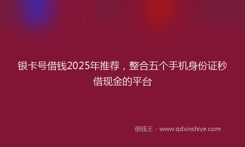 银卡号借钱2025年推荐，整合五个手机身份证秒借现金的平台