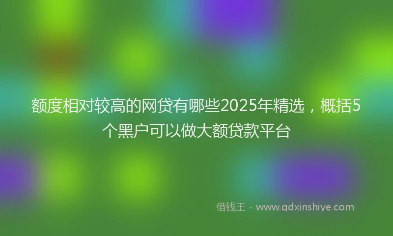 额度相对较高的网贷有哪些2025年精选，概括5个黑户可以做大额贷款平台