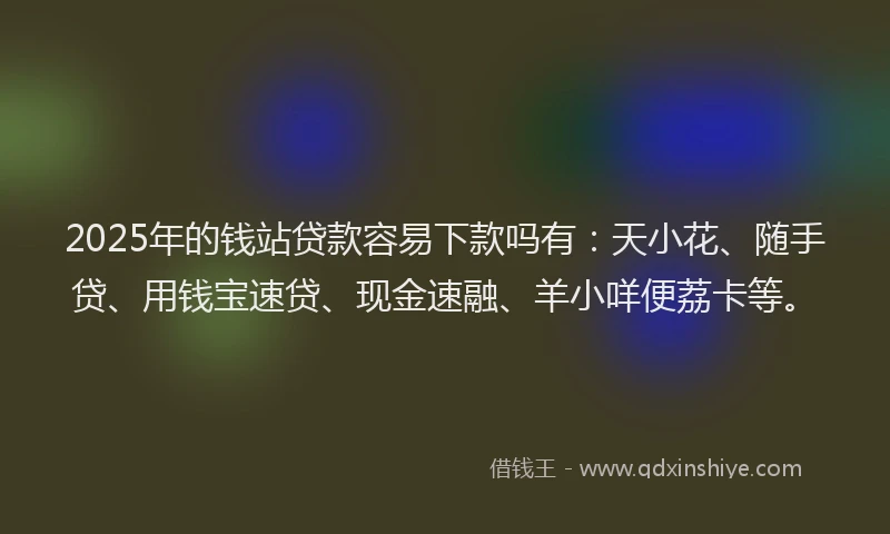 2025年的钱站贷款容易下款吗有：天小花、随手贷、用钱宝速贷、现金速融、羊小咩便荔卡等。