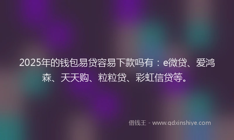 2025年的钱包易贷容易下款吗有：e微贷、爱鸿森、天天购、粒粒贷、彩虹信贷等。
