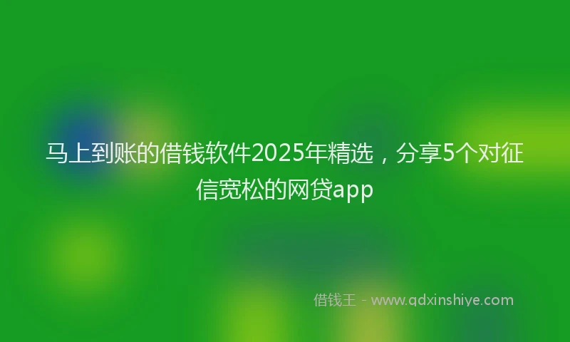 马上到账的借钱软件2025年精选，分享5个对征信宽松的网贷app