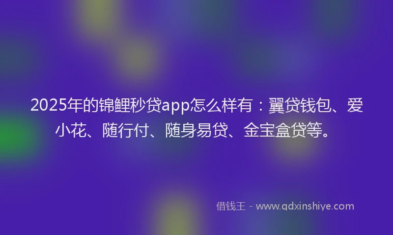 2025年的锦鲤秒贷app怎么样有：翼贷钱包、爱小花、随行付、随身易贷、金宝盒贷等。