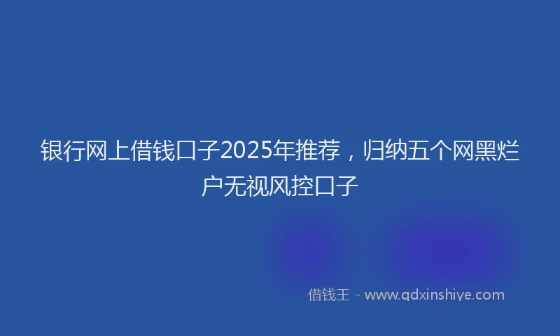 银行网上借钱口子2025年推荐，归纳五个网黑烂户无视风控口子