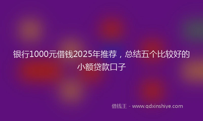 银行1000元借钱2025年推荐，总结五个比较好的小额贷款口子