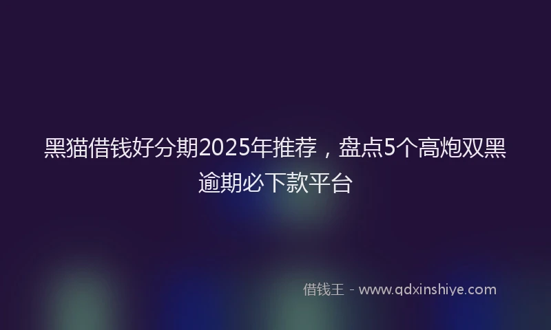 黑猫借钱好分期2025年推荐，盘点5个高炮双黑逾期必下款平台