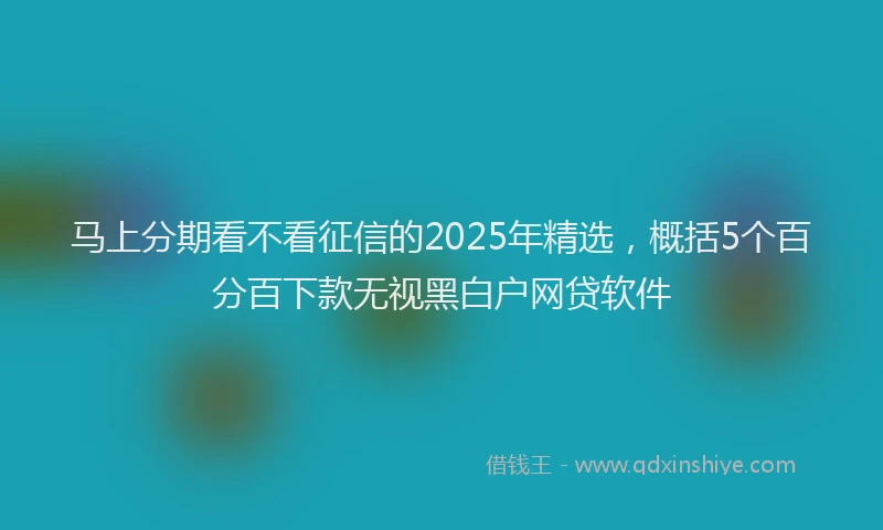 马上分期看不看征信的2025年精选，概括5个百分百下款无视黑白户网贷软件