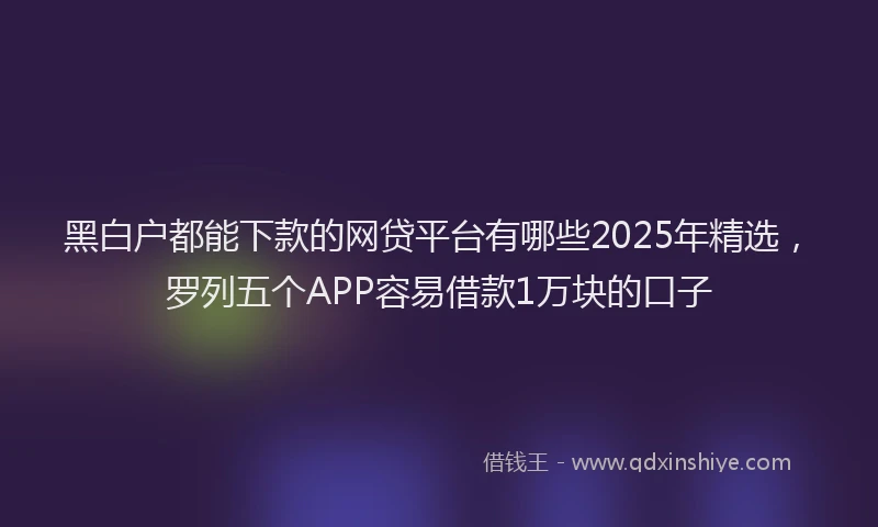 黑白户都能下款的网贷平台有哪些2025年精选，罗列五个APP容易借款1万块的口子