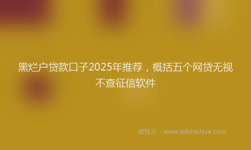 黑烂户贷款口子2025年推荐，概括五个网贷无视不查征信软件