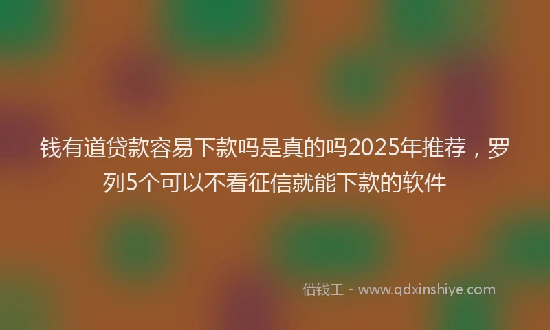 钱有道贷款容易下款吗是真的吗2025年推荐，罗列5个可以不看征信就能下款的软件