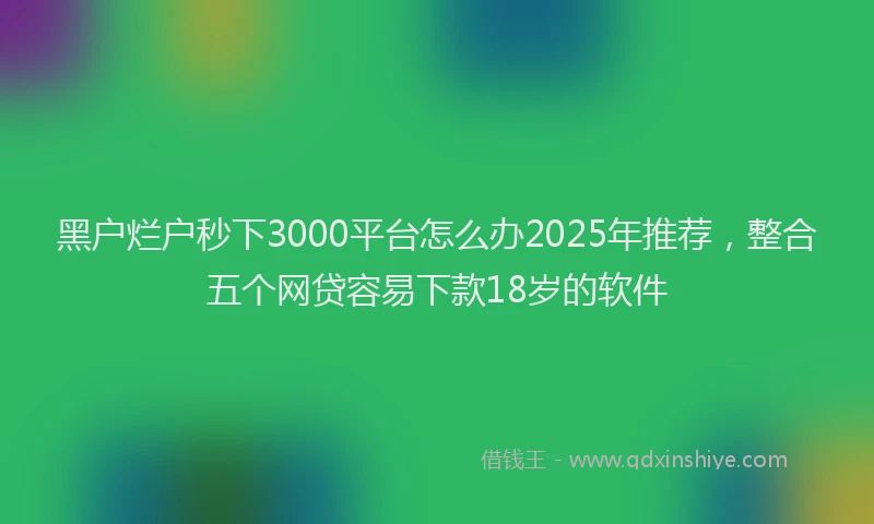 黑户烂户秒下3000平台怎么办2025年推荐，整合五个网贷容易下款18岁的软件