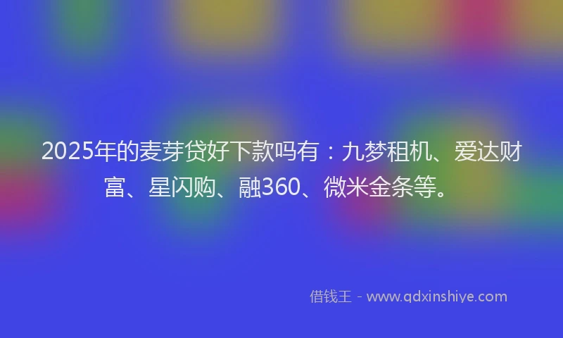 2025年的麦芽贷好下款吗有：九梦租机、爱达财富、星闪购、融360、微米金条等。
