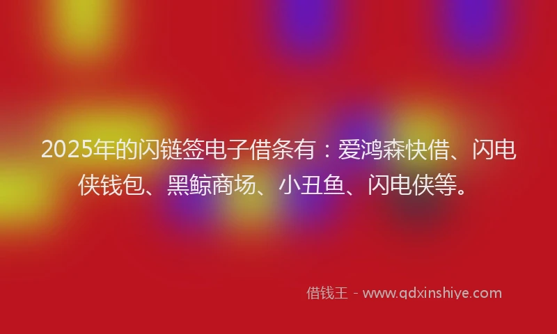 2025年的闪链签电子借条有：爱鸿森快借、闪电侠钱包、黑鲸商场、小丑鱼、闪电侠等。