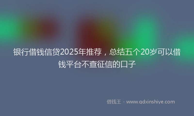 银行借钱信贷2025年推荐，总结五个20岁可以借钱平台不查征信的口子