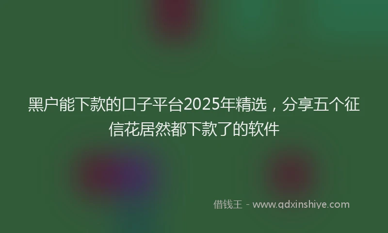 黑户能下款的口子平台2025年精选，分享五个征信花居然都下款了的软件