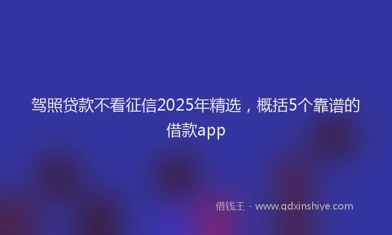 驾照贷款不看征信2025年精选，概括5个靠谱的借款app