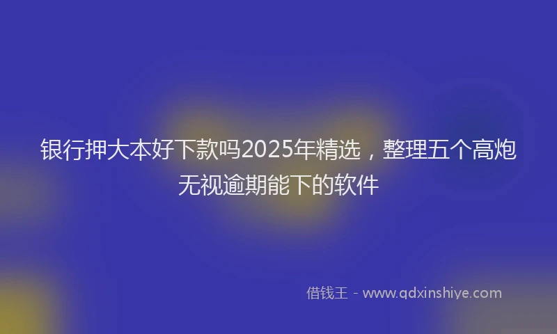 银行押大本好下款吗2025年精选，整理五个高炮无视逾期能下的软件