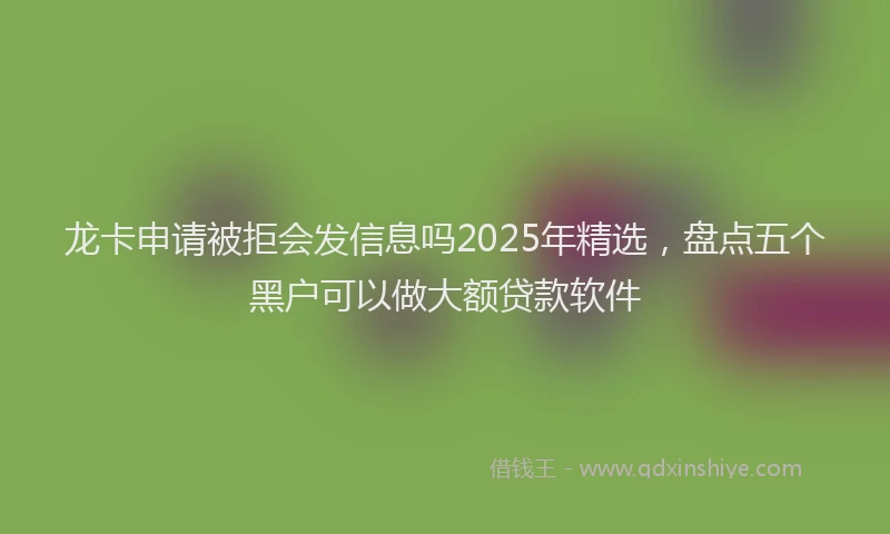 龙卡申请被拒会发信息吗2025年精选，盘点五个黑户可以做大额贷款软件