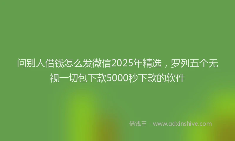 问别人借钱怎么发微信2025年精选，罗列五个无视一切包下款5000秒下款的软件