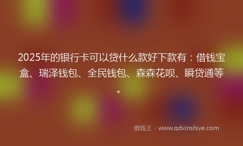 2025年的银行卡可以贷什么款好下款有：借钱宝盒、瑞泽钱包、全民钱包、森森花呗、瞬贷通等。