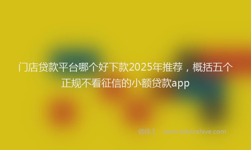门店贷款平台哪个好下款2025年推荐，概括五个正规不看征信的小额贷款app
