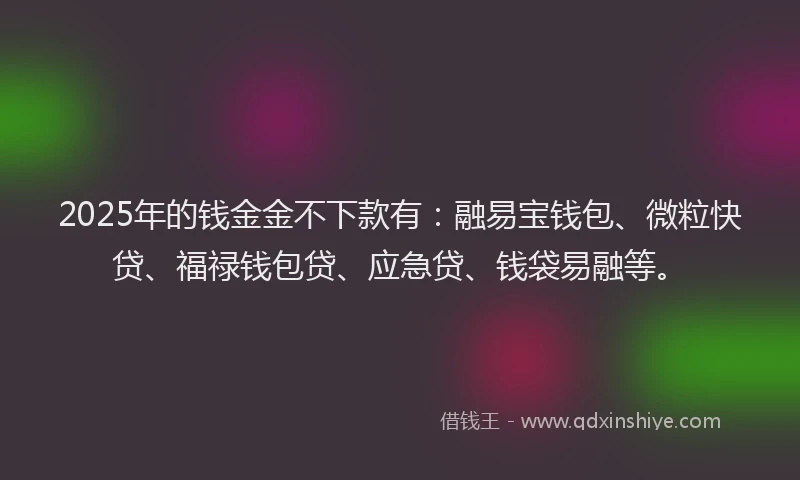 2025年的钱金金不下款有：融易宝钱包、微粒快贷、福禄钱包贷、应急贷、钱袋易融等。