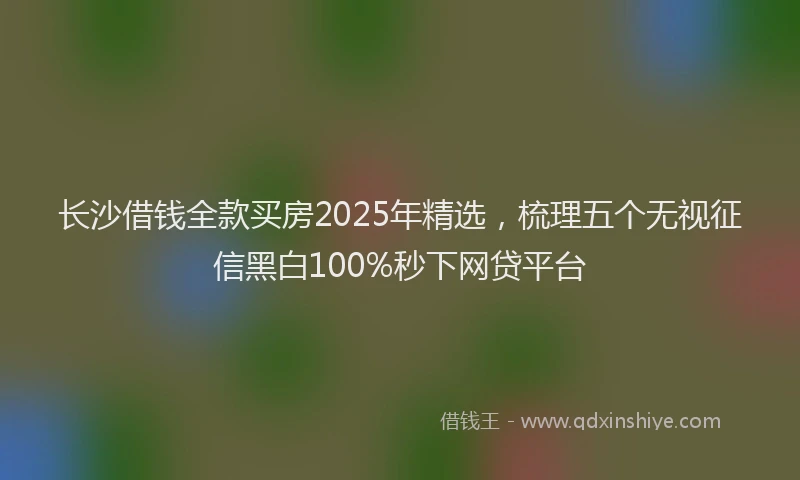 长沙借钱全款买房2025年精选，梳理五个无视征信黑白100%秒下网贷平台