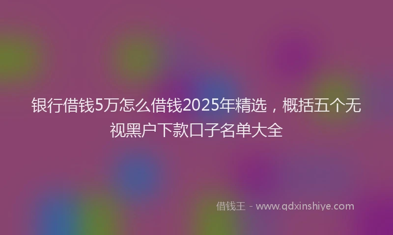 银行借钱5万怎么借钱2025年精选，概括五个无视黑户下款口子名单大全