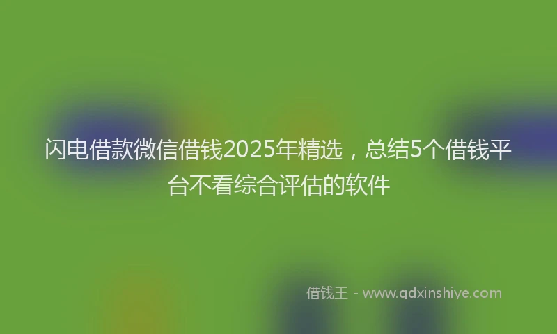 闪电借款微信借钱2025年精选，总结5个借钱平台不看综合评估的软件