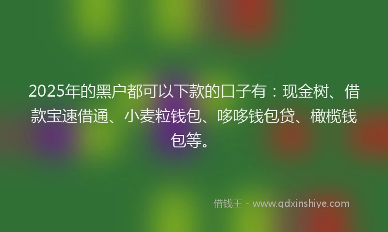 2025年的黑户都可以下款的口子有：现金树、借款宝速借通、小麦粒钱包、哆哆钱包贷、橄榄钱包等。