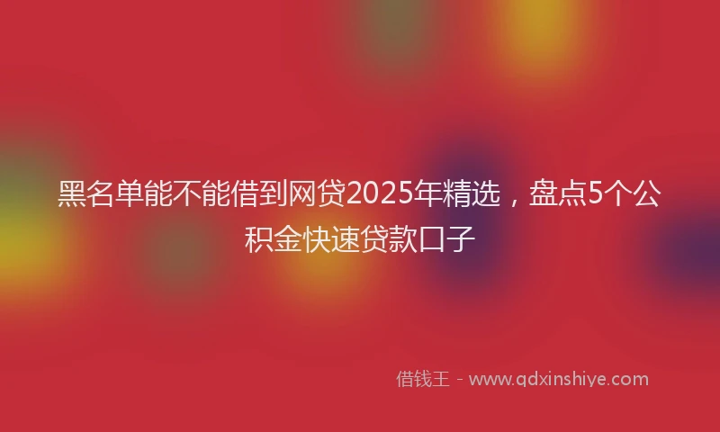 黑名单能不能借到网贷2025年精选，盘点5个公积金快速贷款口子