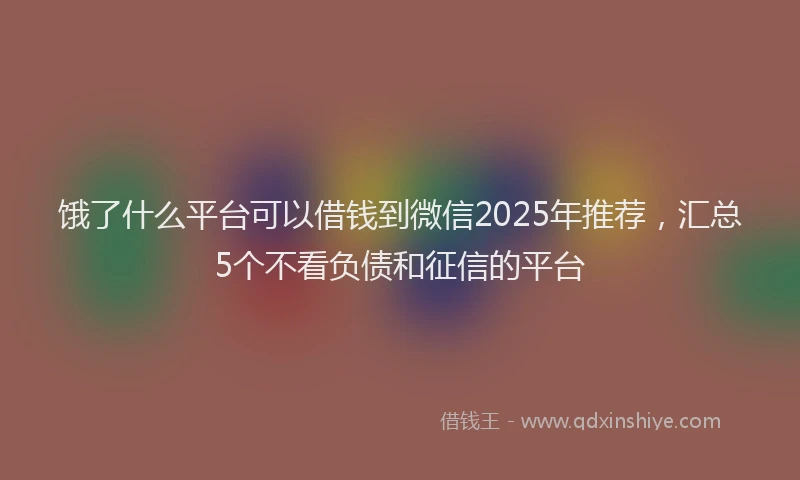 饿了什么平台可以借钱到微信2025年推荐，汇总5个不看负债和征信的平台