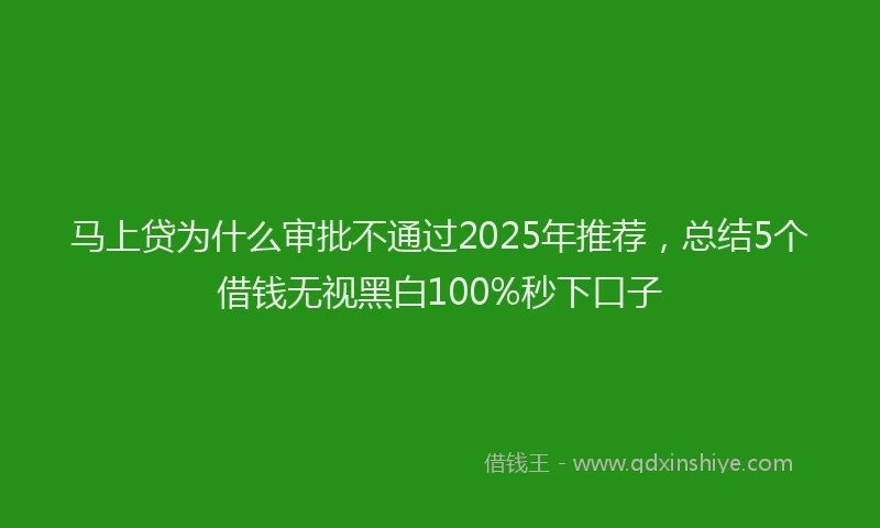 马上贷为什么审批不通过2025年推荐，总结5个借钱无视黑白100%秒下口子