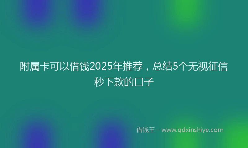 附属卡可以借钱2025年推荐，总结5个无视征信秒下款的口子