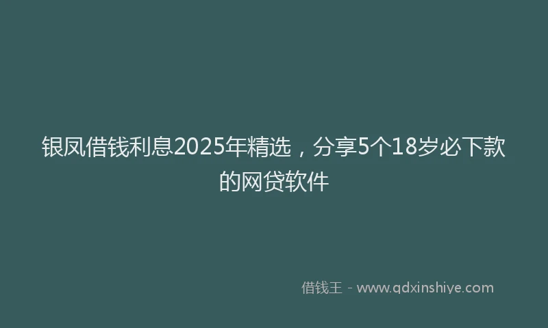 银凤借钱利息2025年精选，分享5个18岁必下款的网贷软件